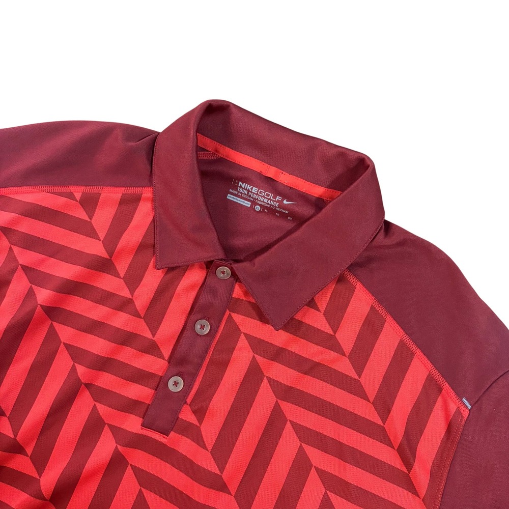 Nike Golf Tour Performance Mens XL Maroon Red Chevron Polo Shirt The Legends